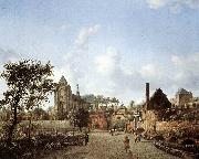 HEYDEN, Jan van der View of Delft sg oil painting